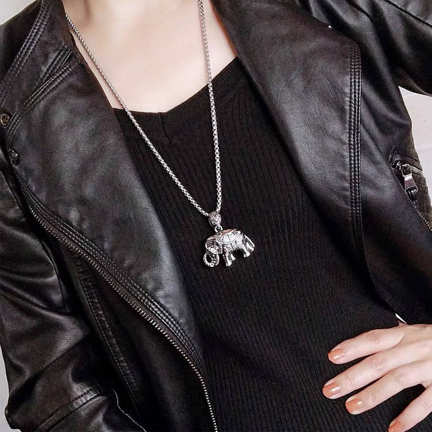 Titanium Steel Elephant Necklace 6