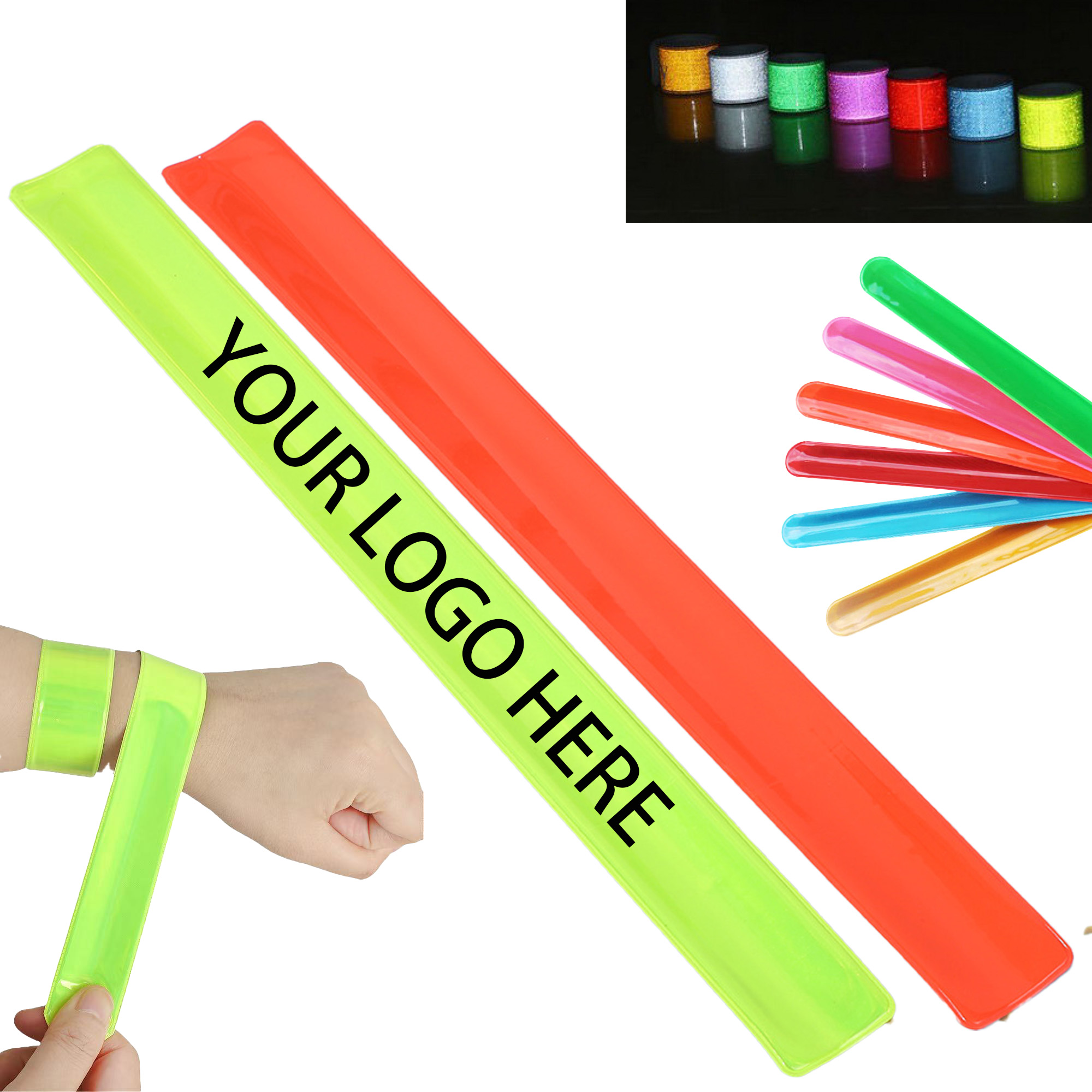 Custom PVC Reflective Slap Bracelet ArmBands 2