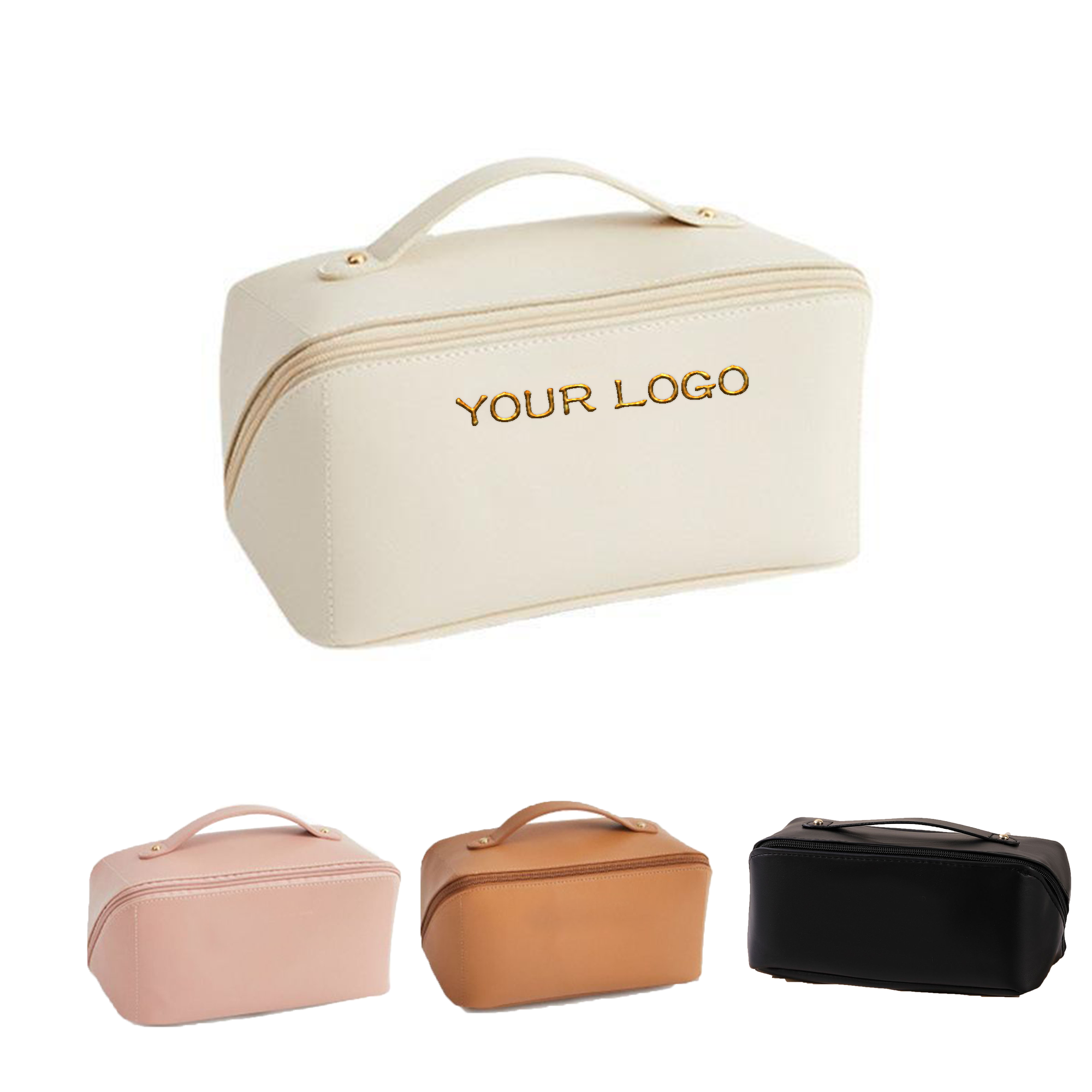 MOQ 20 PCS Custom Logo PU Leather Cosmetic Bag 2