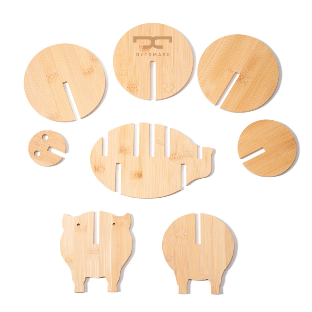 Pig Shaped Bamboo Coaster and Table Top Decoration 11