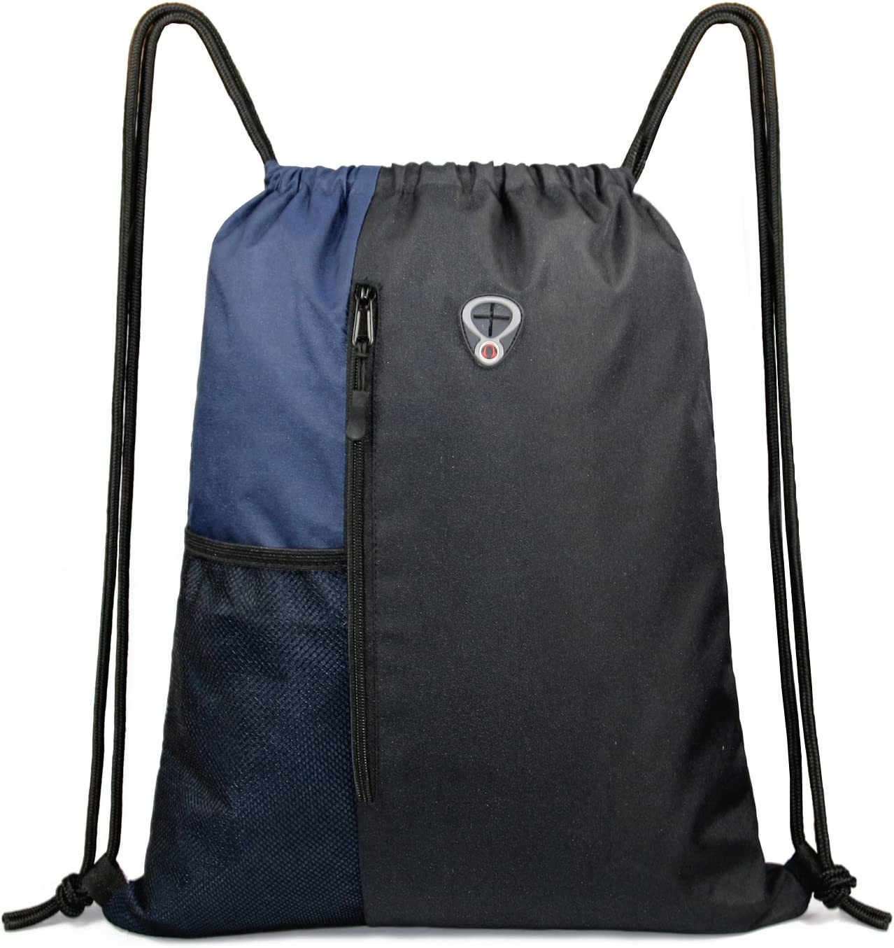 Drawstring Backpack with Zipper and Mesh Pockets 7