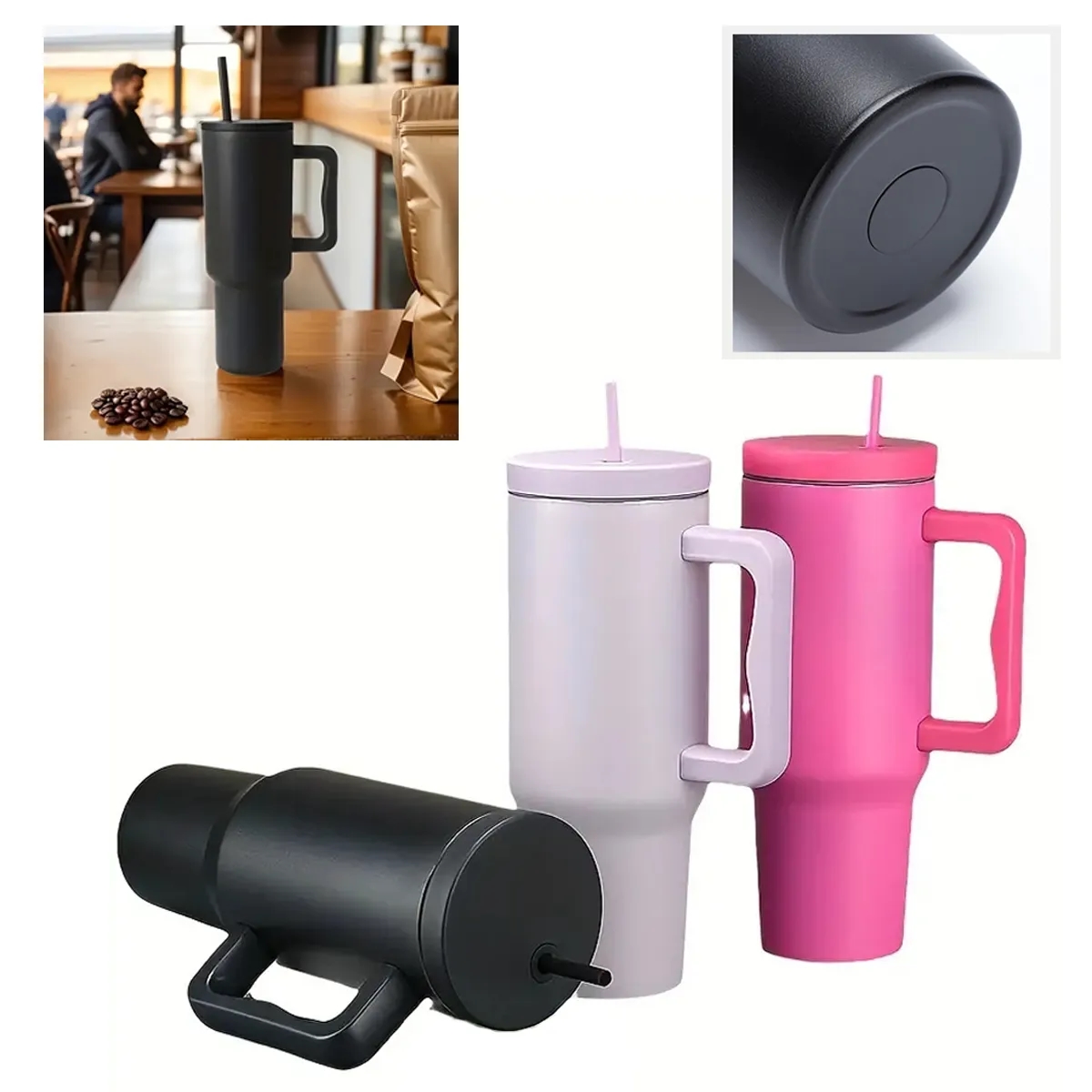 40OZ Tumbler with Handle and Straw Lid 3