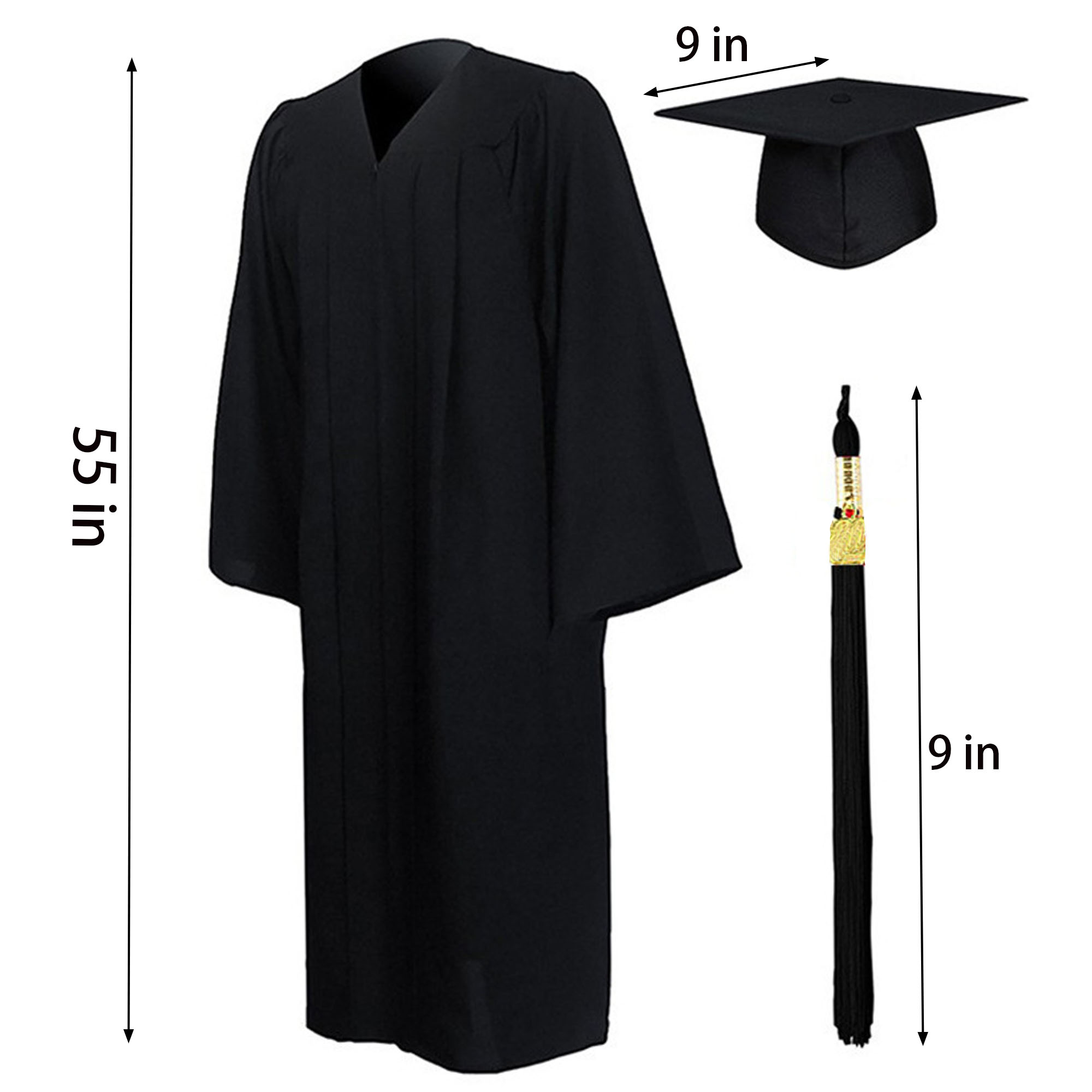 Matte Graduation Gown Cap Tassel Set 2