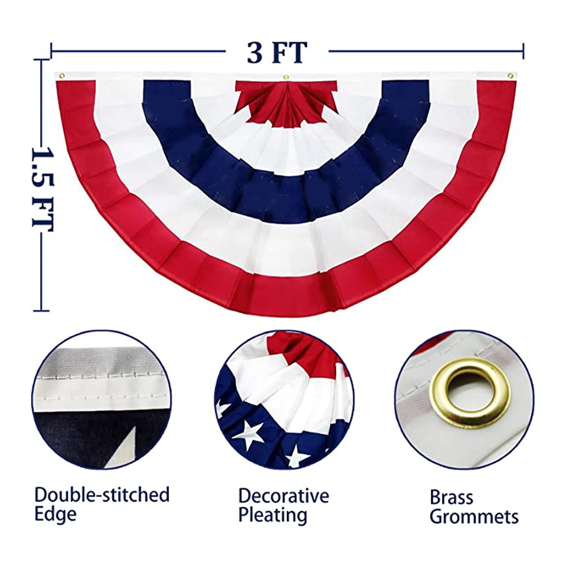 3' x 1.4'Pleated Fan Bunting Flag 3