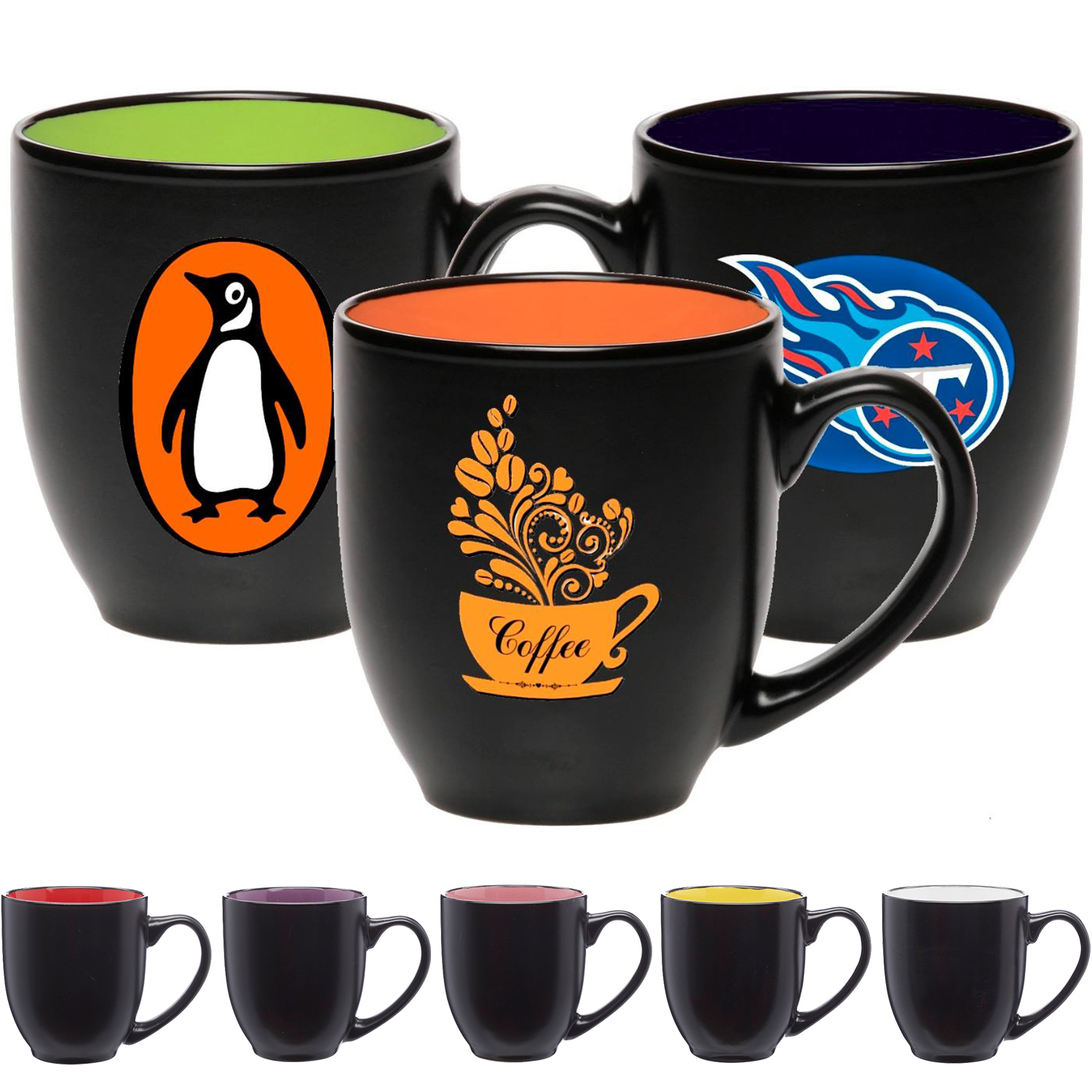16 oz. Bistro Ceramic Mug - Color Coded Coffee Mugs 4