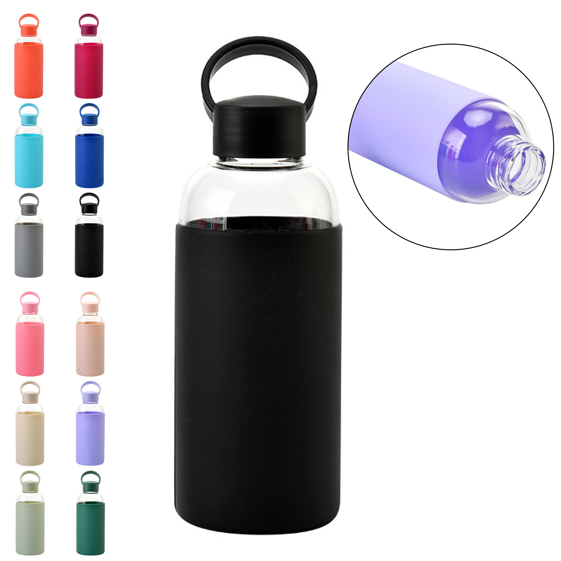 20oz Glass Water Tumble with Silicone Protective Sleeve 2
