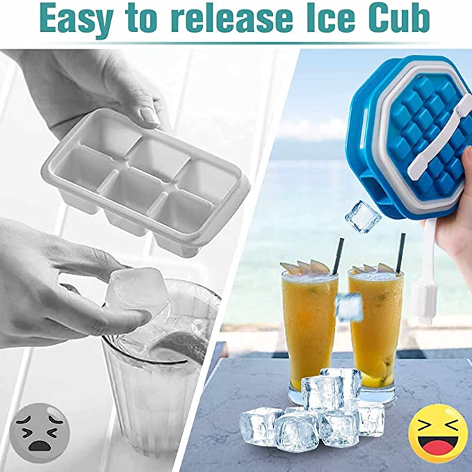 2 in 1 Portable Ice Ball Maker w/ Easy Release & Lid Silicone Ice Cube Mold--Octagon Shape 15