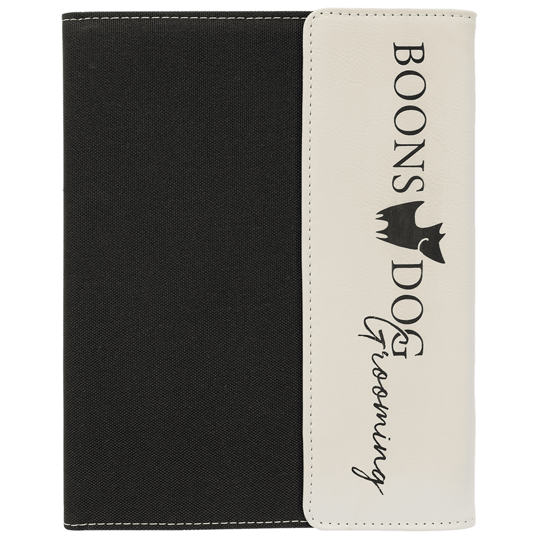 7" x 9" White Leatherette & Black Canvas Portfolio 4