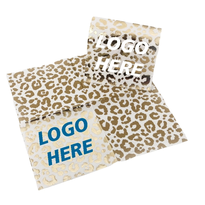 Custom Gold Foil Cheetah Print Paper Napkins 6