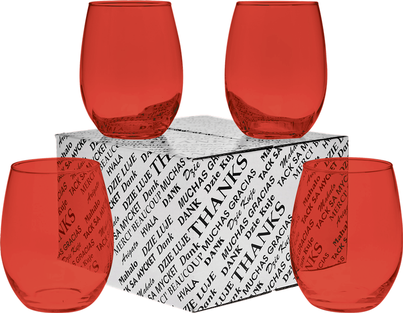 15 oz. Stemless Wine Glass Thank You Set 20