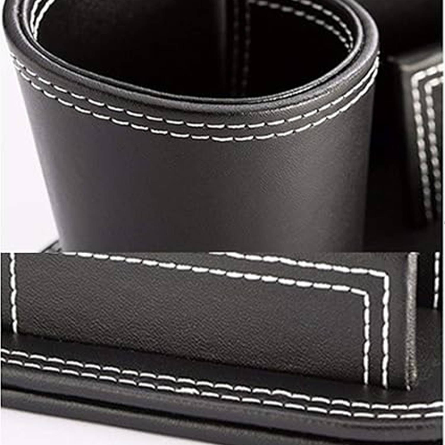 PU leather pen holder with business card storage stand 7