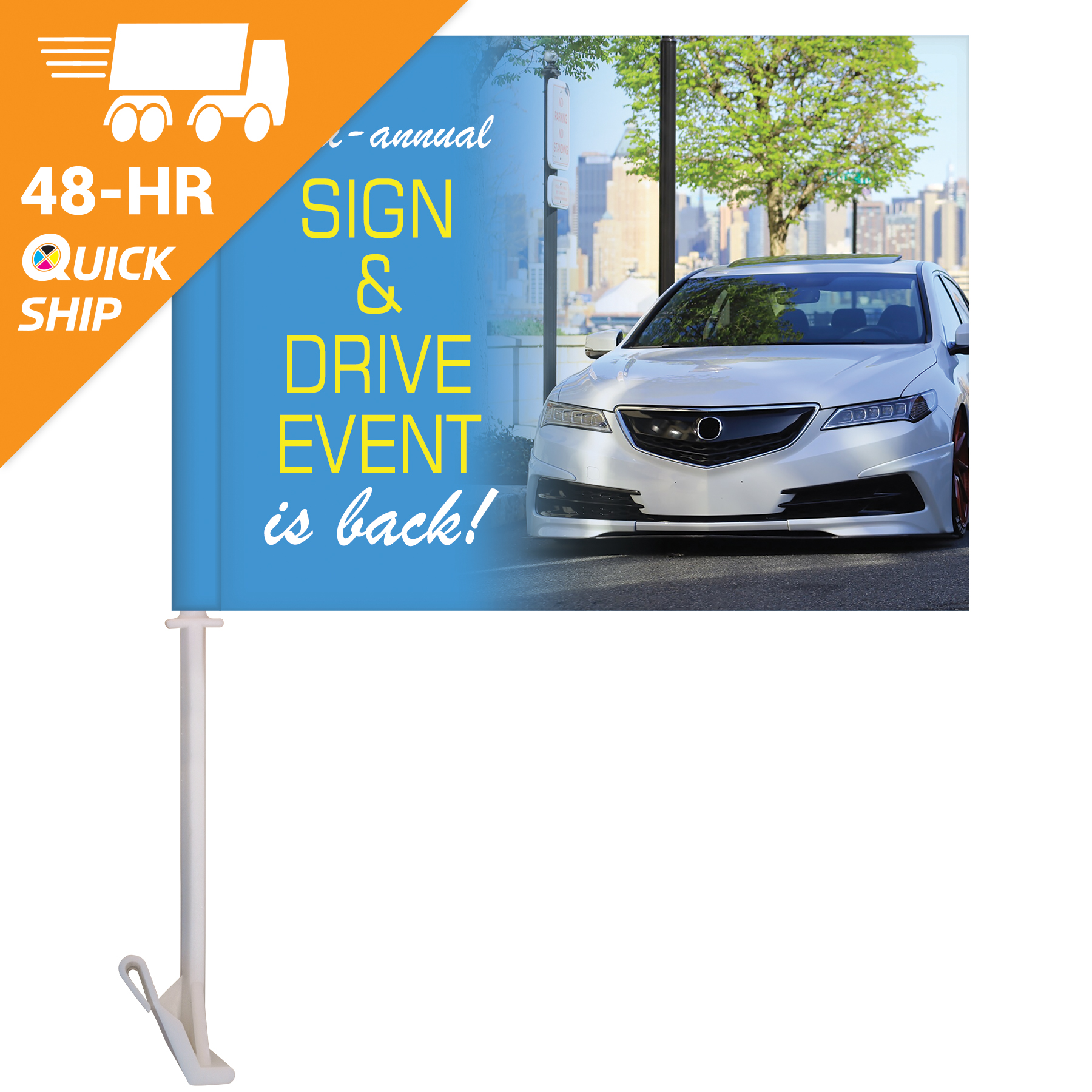 48 - Hour 11.5" x 15" Single Reverse Digitally Printed Custom Car Flag 5
