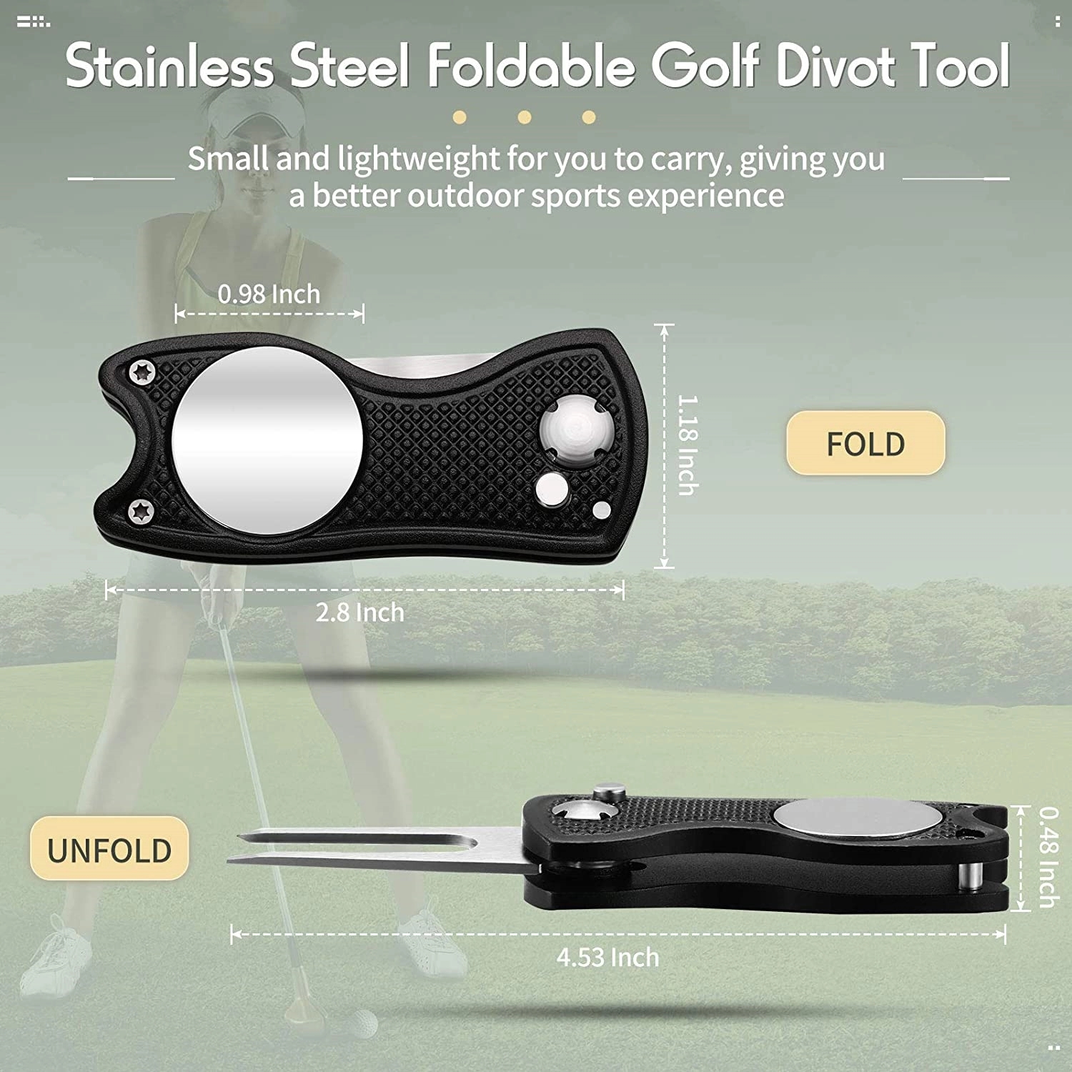 Stainless Steel Foldable Magnetic Golf Divot Tool 4