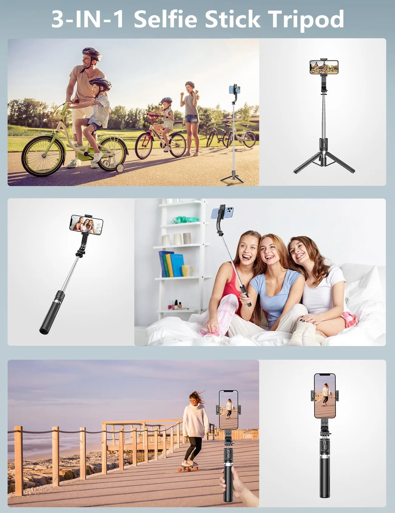 Selfie Stick Tripod with Light 2
