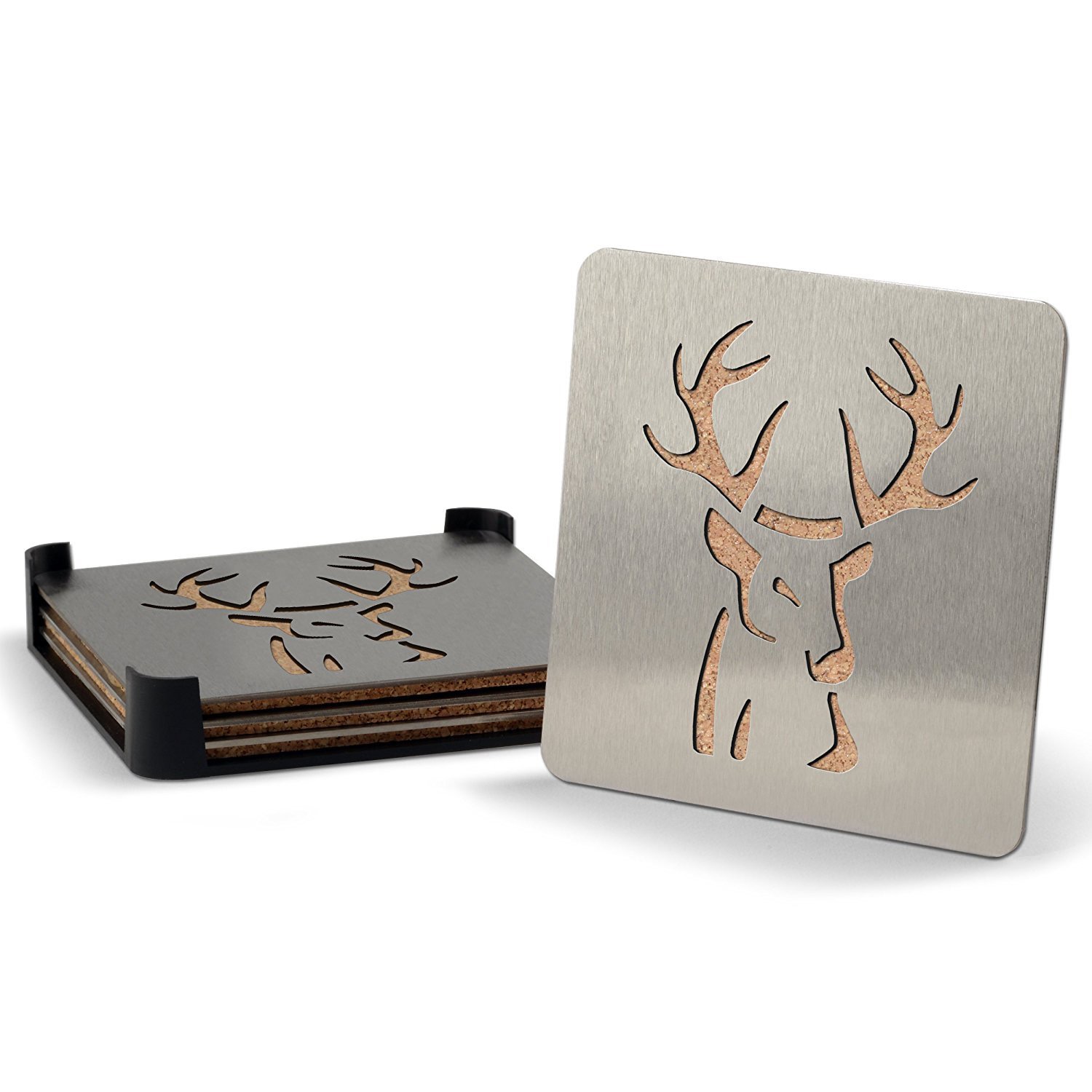 Laser-Cut Stainless Steel Cork Backed Coaster 2