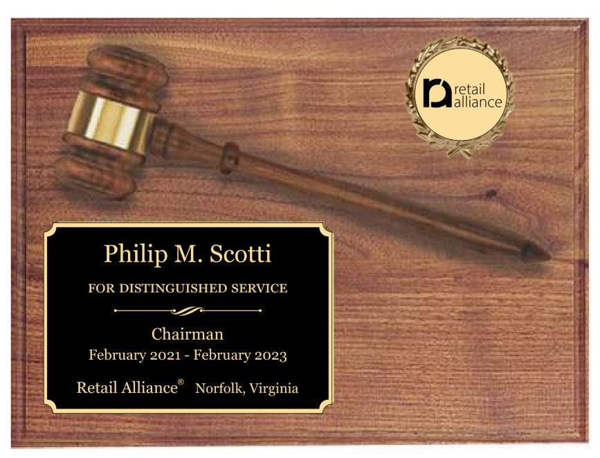 Solid Walnut Plaque With 3-D Gavel 1
