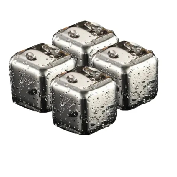 Stainless Steel Ice Cubes Set with 4pcs Reusable Cooling 3