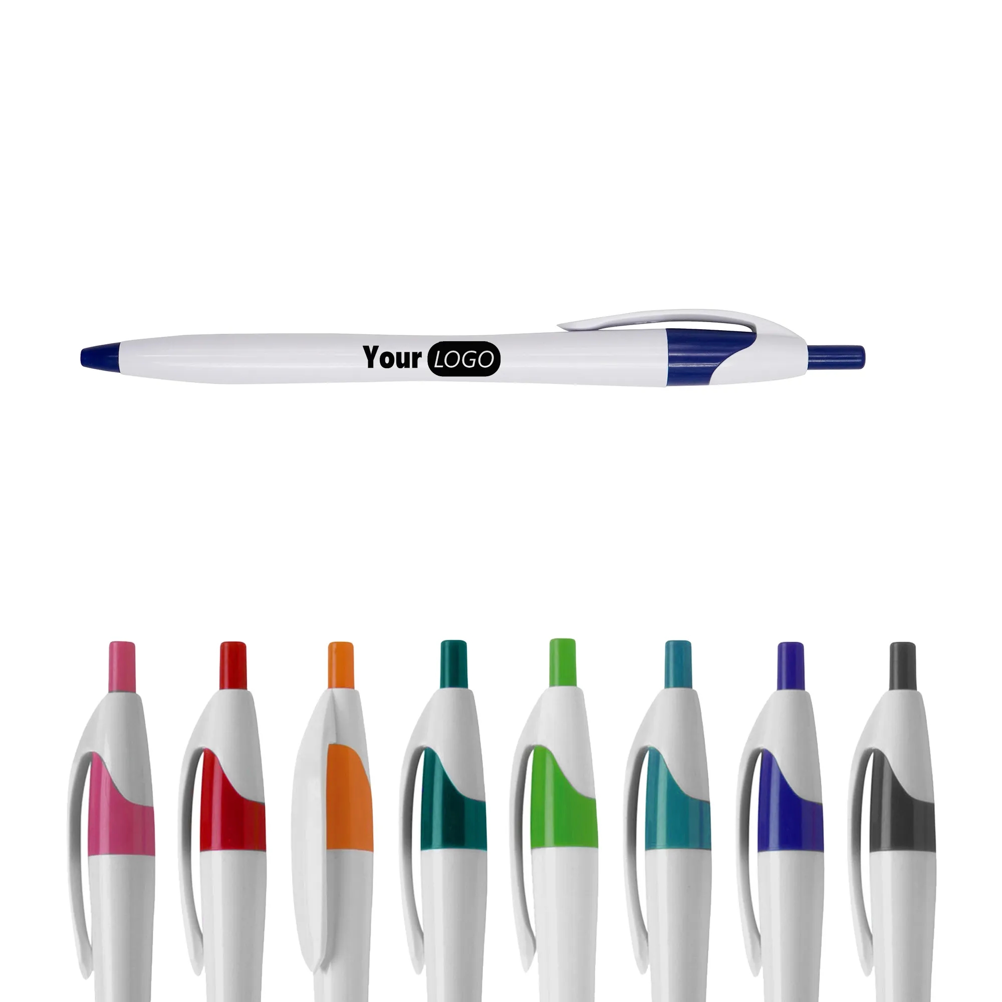 Custom Logo Push Color Plastic Ballpoint Pen Balck Ink 4
