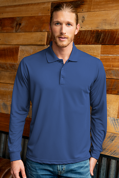 Vansport Omega Long Sleeve Solid Mesh Tech Polo 58