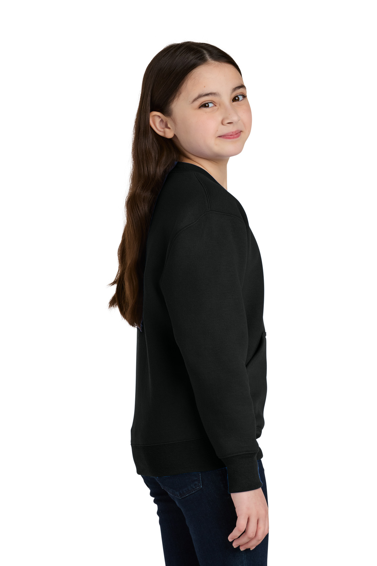 Port & Co Youth Core Fleece Crewneck Pocket Sweatshirt PC78YPKT 16