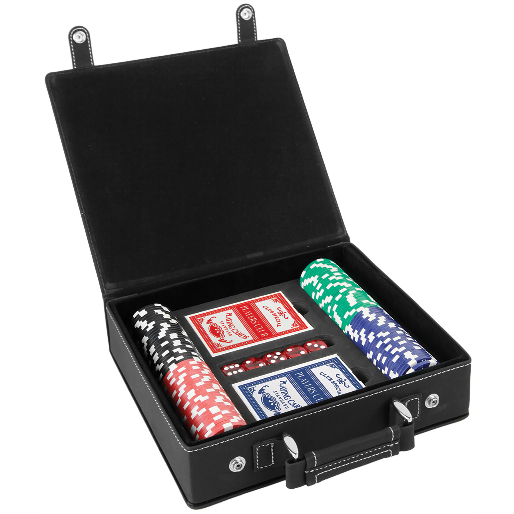 Black/Silver Leatherette 100 Chip Poker Set 1