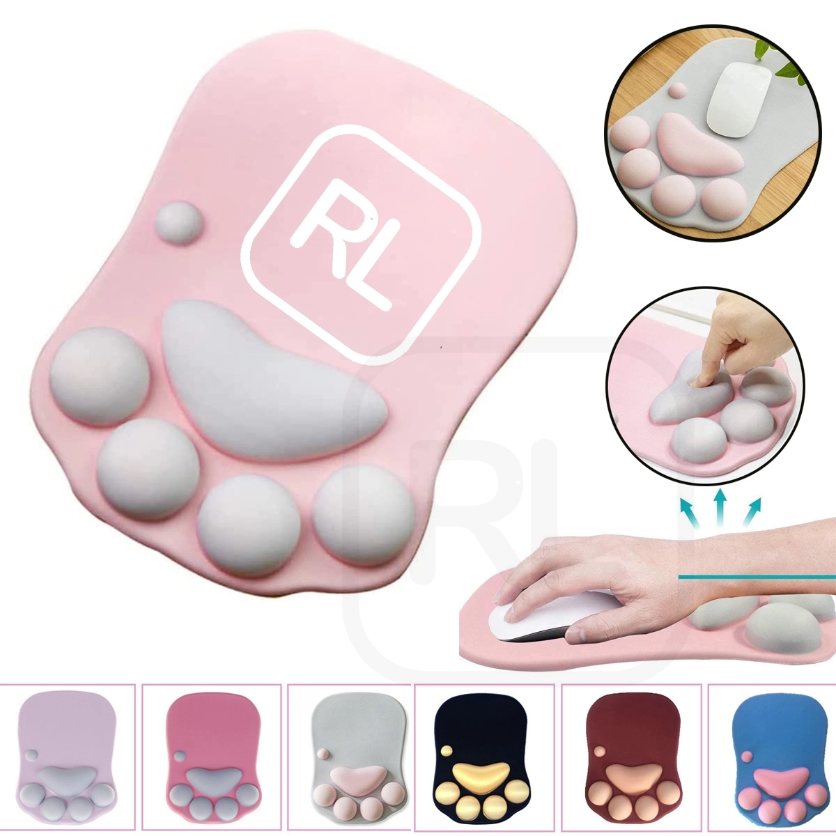 3D Cat Paw Mouse Pad with Silicone Wrist Support Cushion 3
