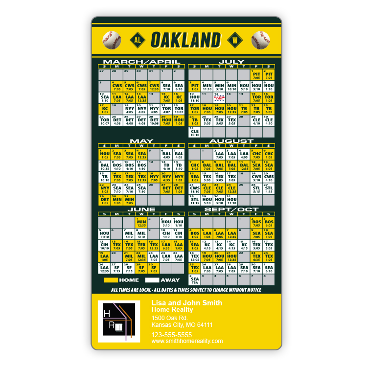 Magnet Sport Schedules - 4x7 Baseball Round Corners - 25 mil. 3