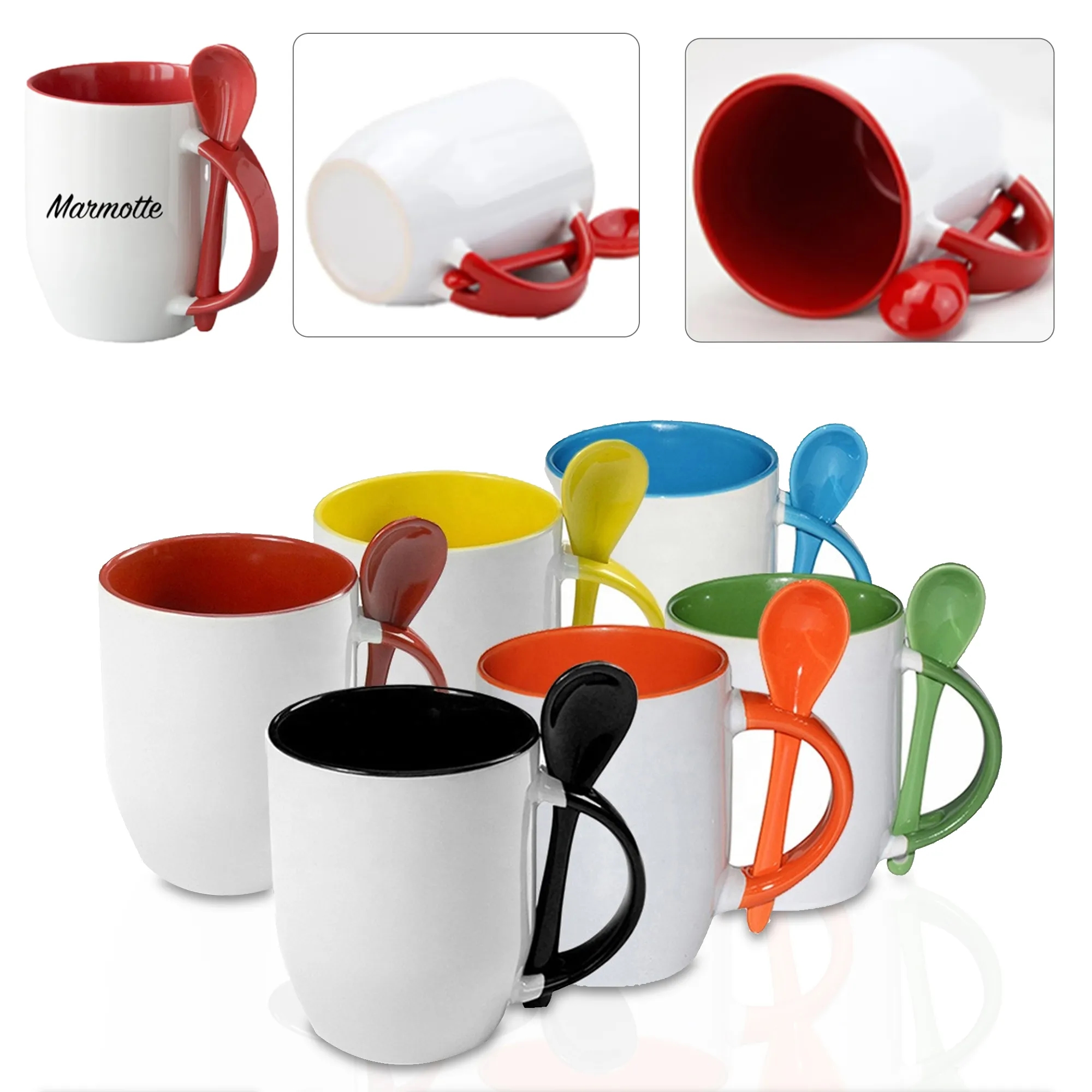 12 Oz. Ceramic Coffee Mug with Spoon 2