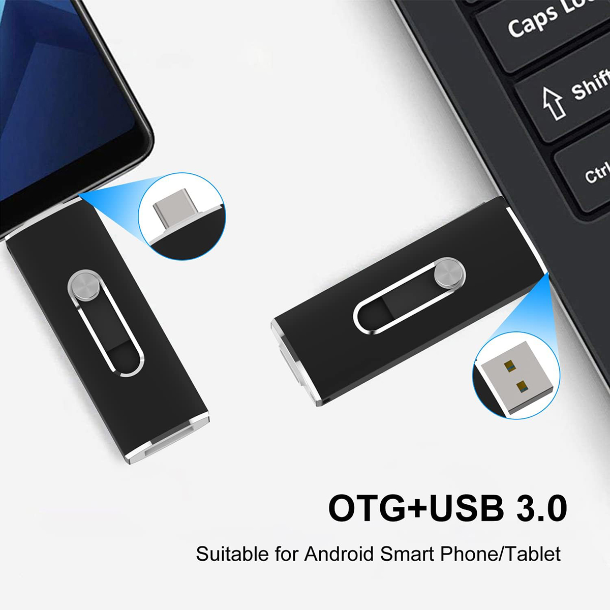 Metal Dual USB and Type-C OTG Drive - Expand Storage on Computer, Mobile Devices, Android and iPhone 9