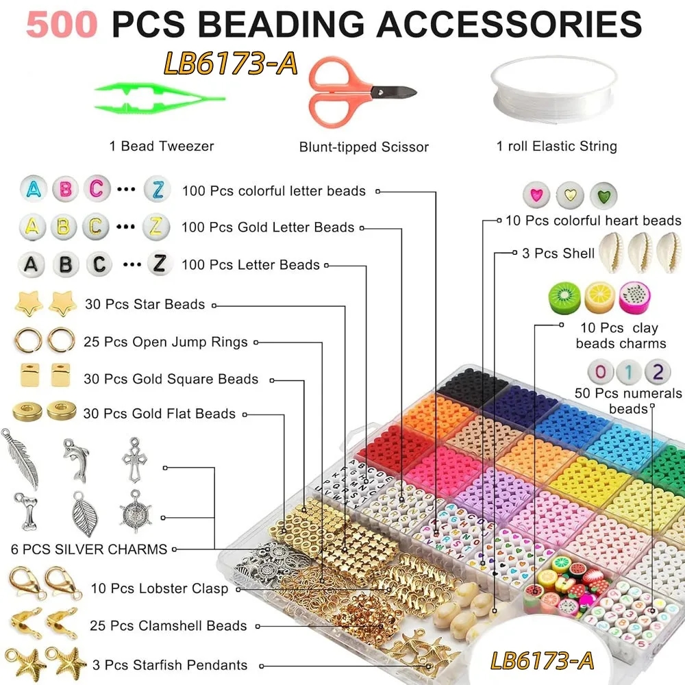 Lot DIY Friendship Bracelet Making Kit Beads and Charms Set 10