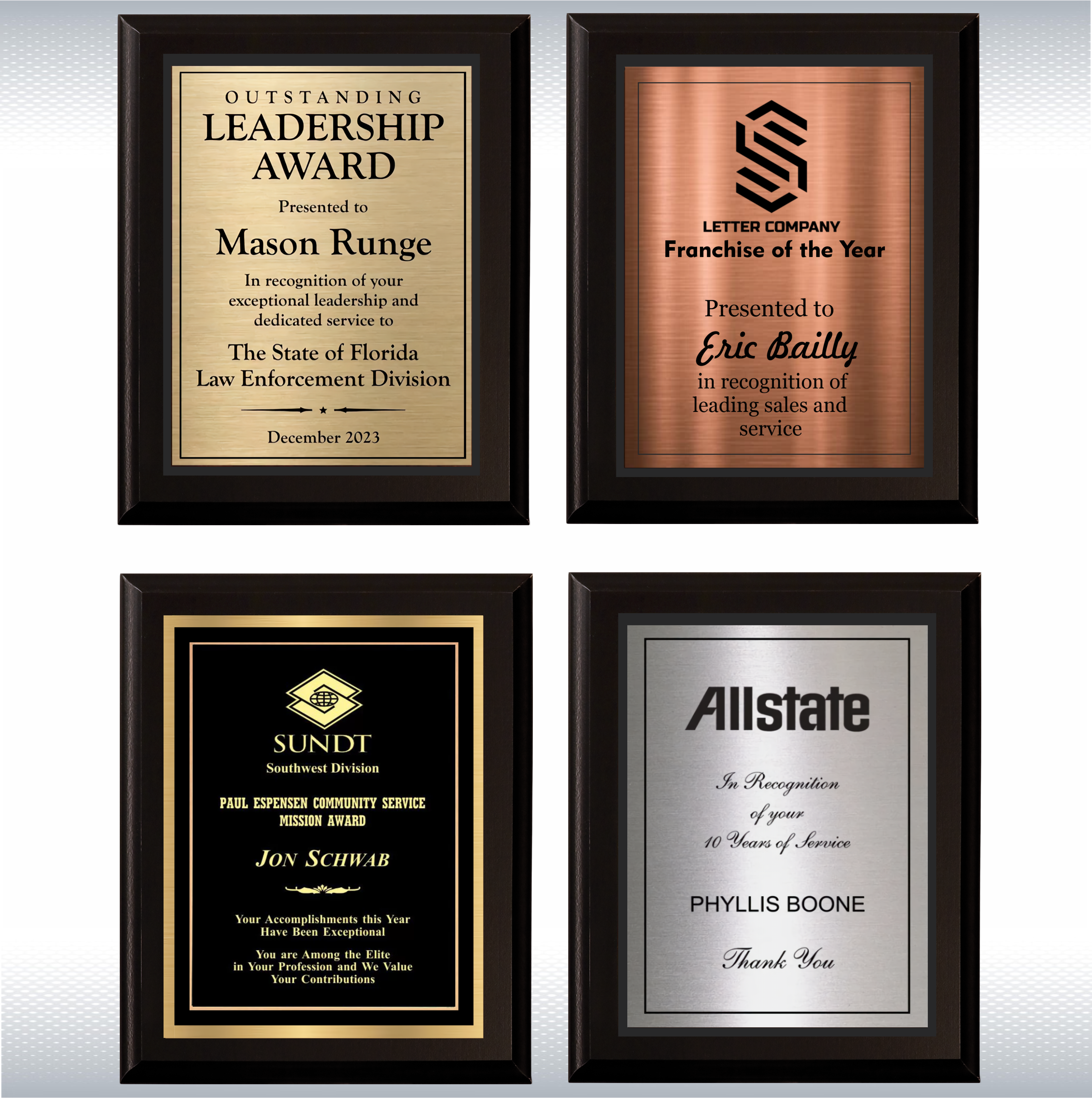 Black Matte Plaque w/ Choice of Double Engraved Plate 14