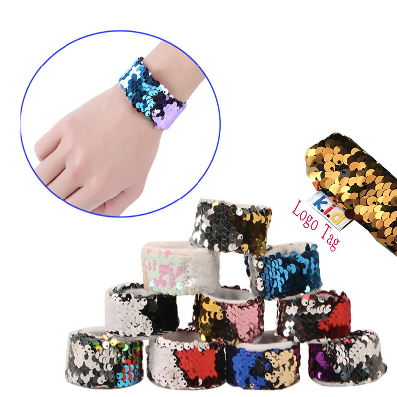 Reversible Mermaid Sequins Clap Ring Bracelet 4