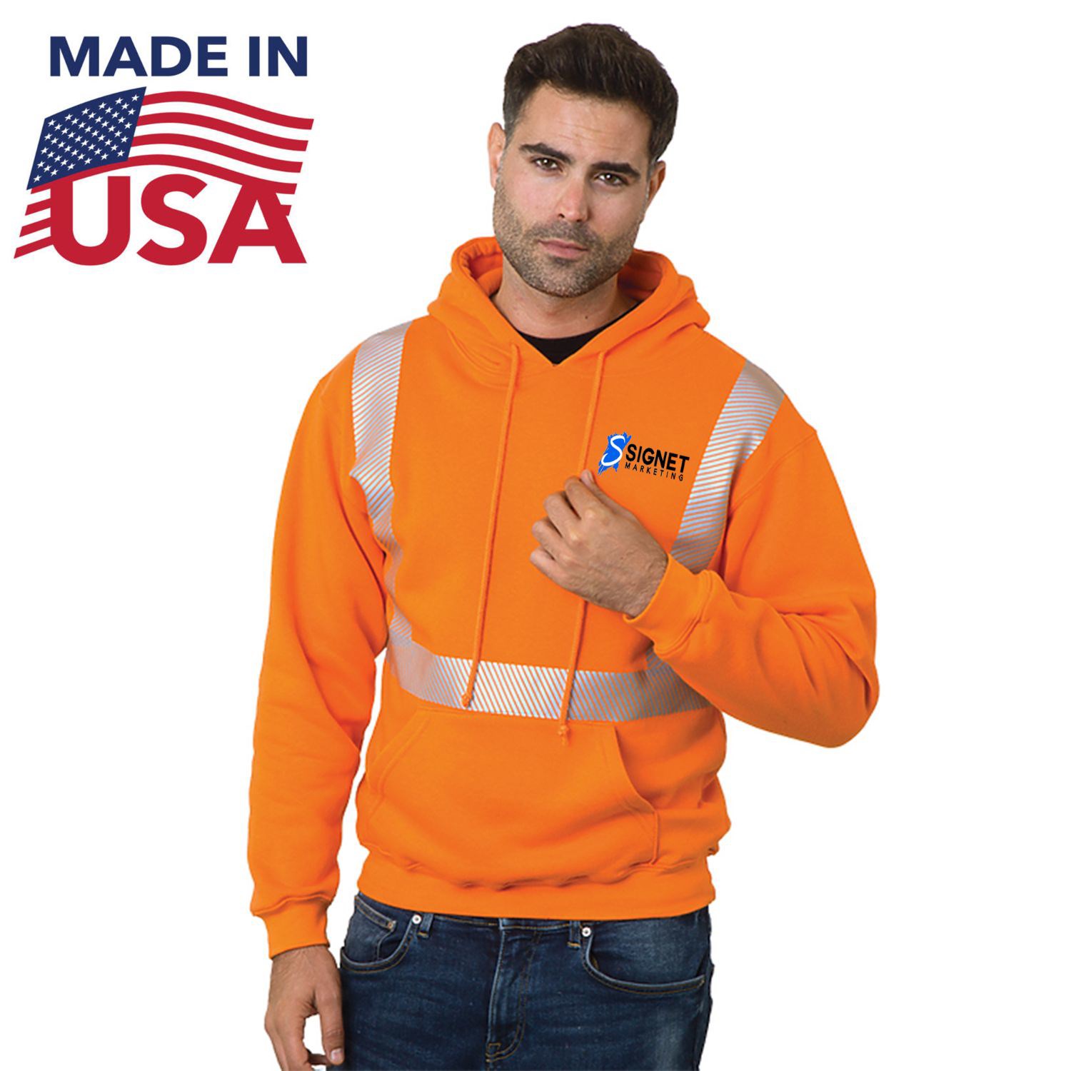 Class 2 USA-Made Pre-Shrunk Segmented Safety Pullover Hoodie 2