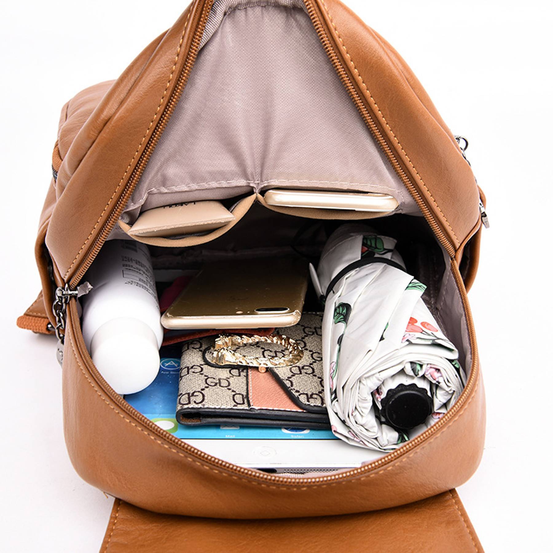 Large Capacity PU Leather Anti-theft Travel Backpack 8