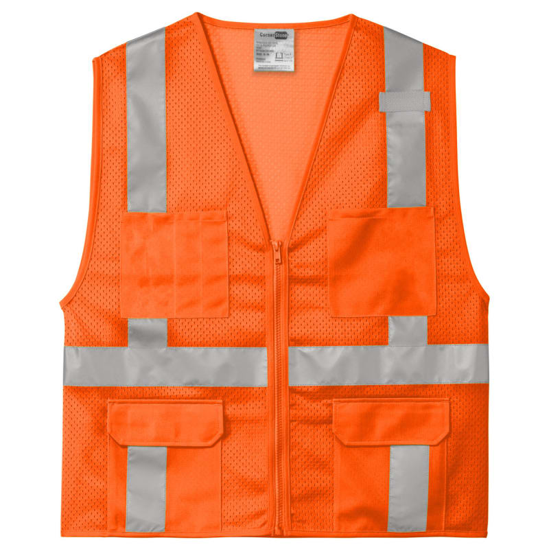 CornerStone ANSI 107 Class 2 Mesh Six-Pocket Zippered Vest. 5