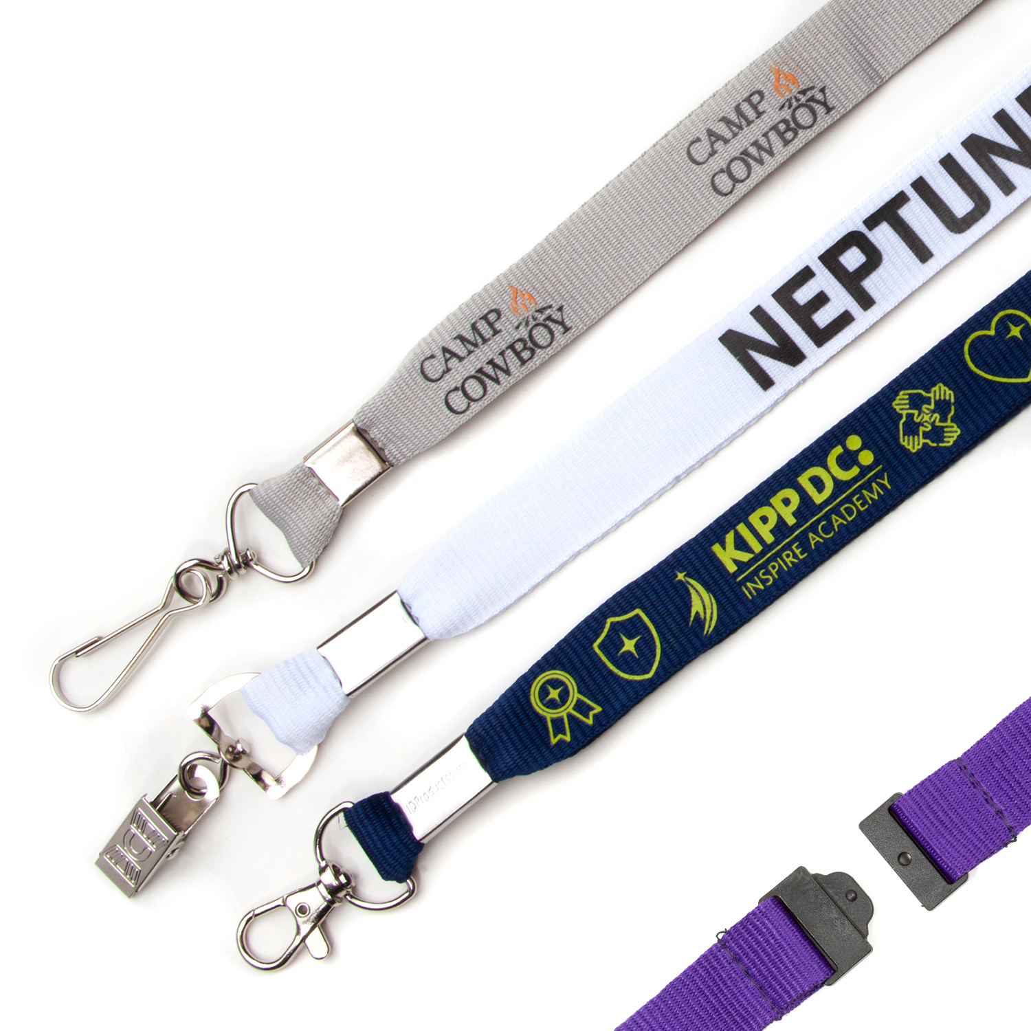 3/4" Flat Polyester Youth Lanyard with Breakaway 12