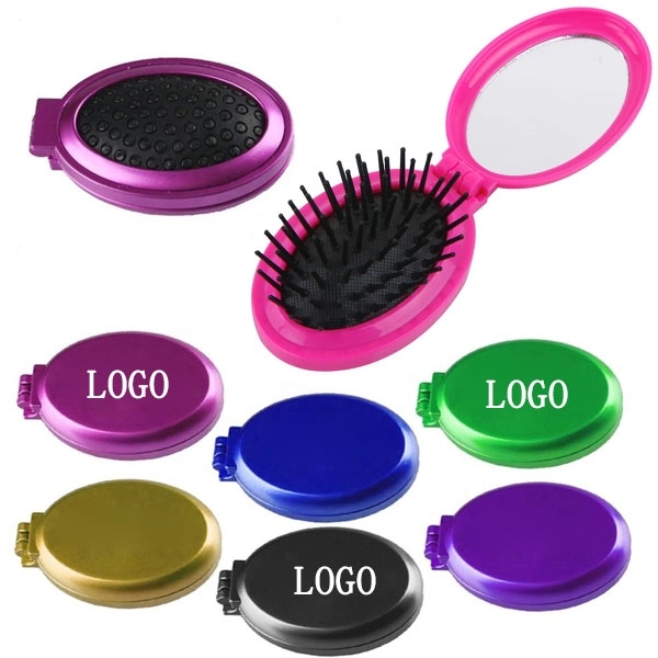 Oval Comb With Folding Pocket Mirror 2