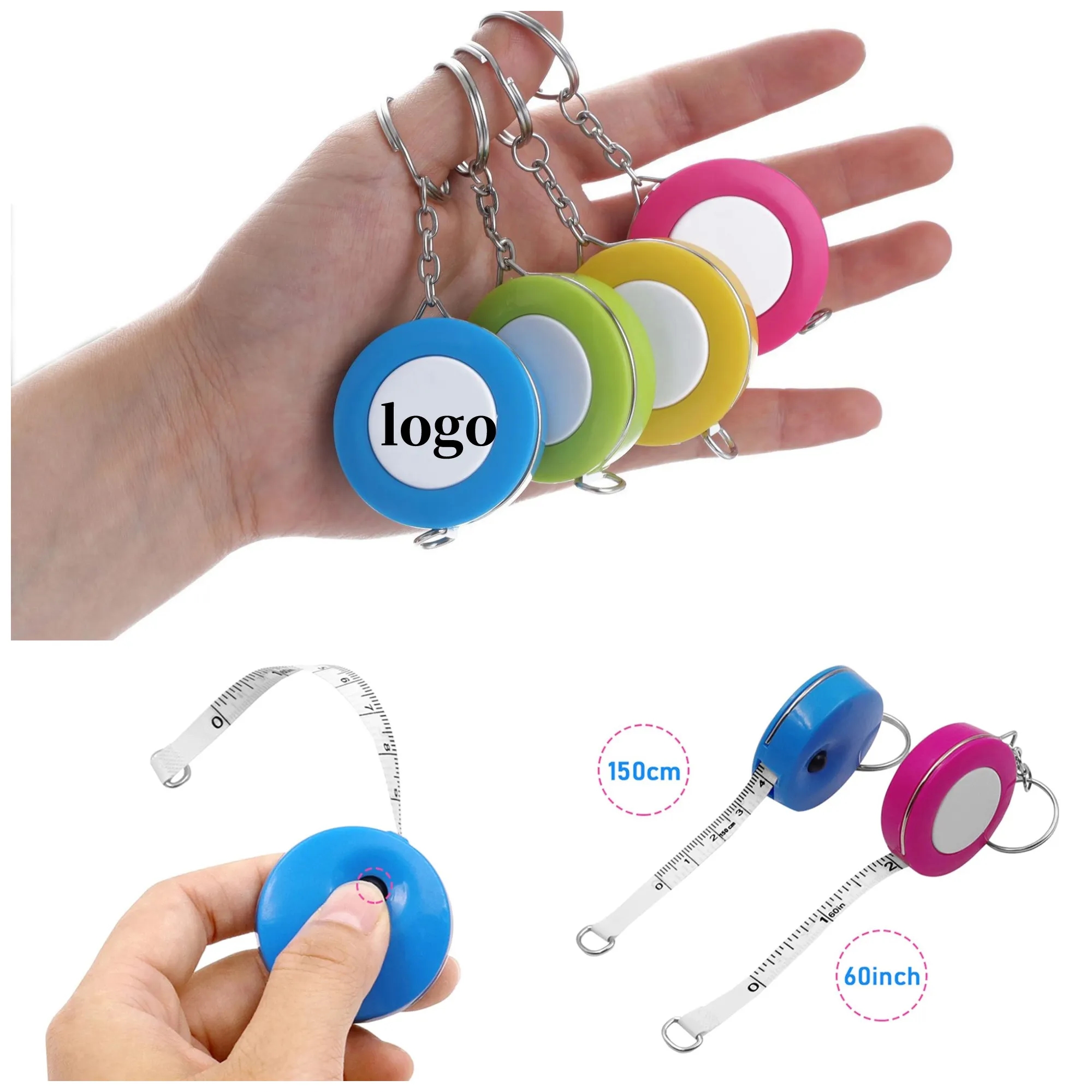 Small Tape Measure Keychains 5ft/ 1.5m Mini Retractable 3