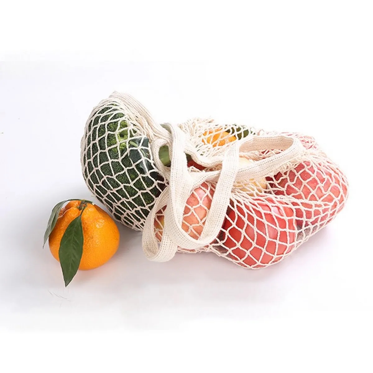 Mesh Bags Reusable Cotton for Grocery and Shopping, custom tote bag with logo imprint 12