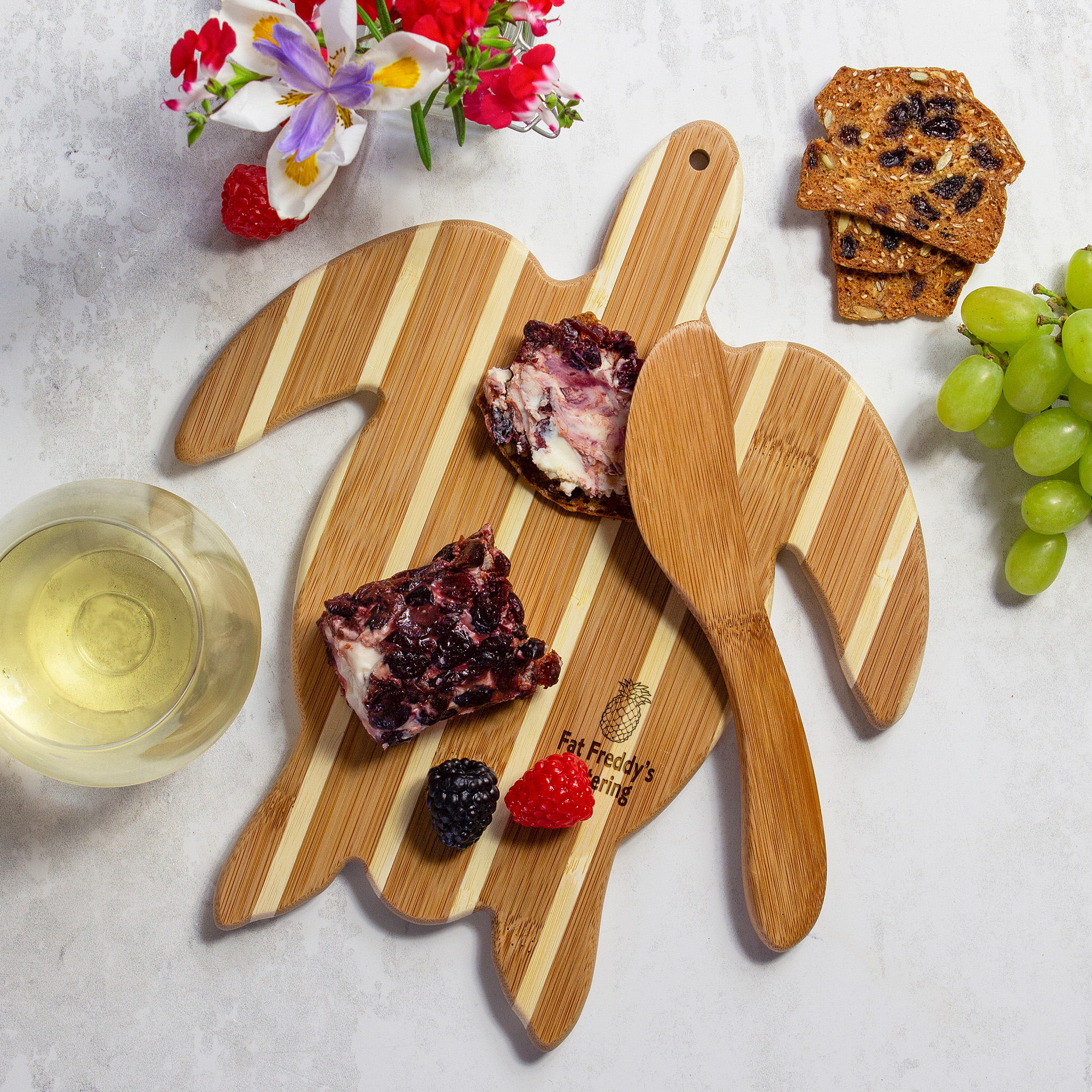 Sea Turtle Charcuterie Board with Spreader Knife Gift Set 3