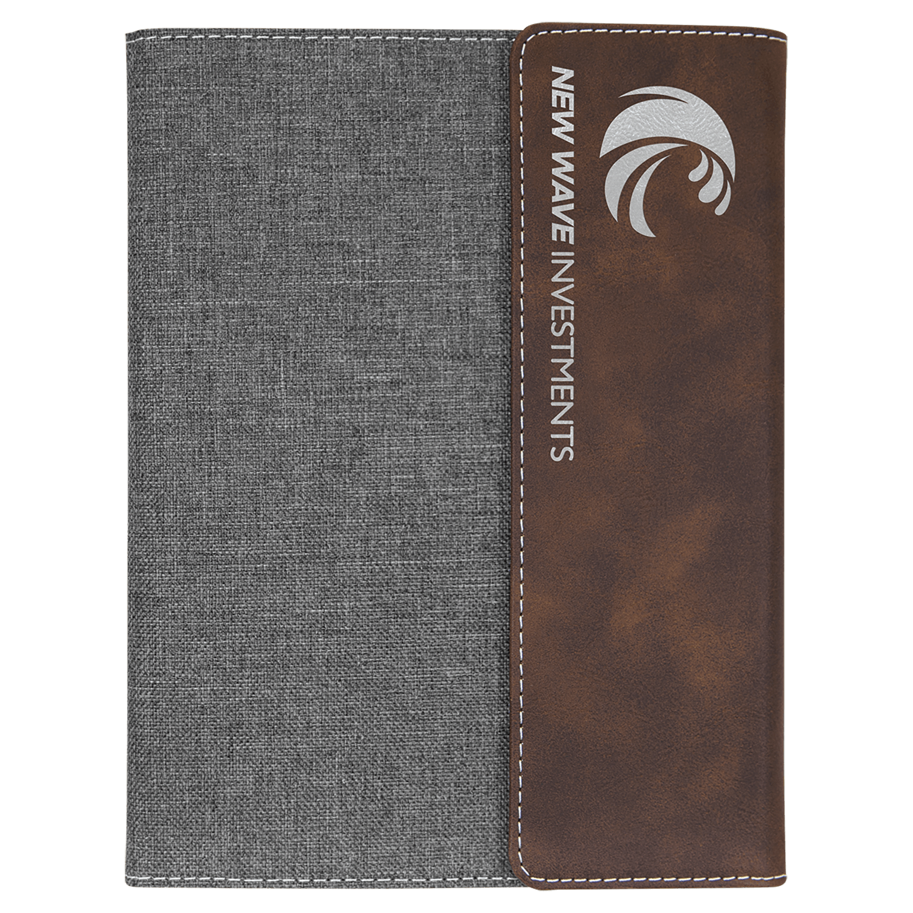 7" x 9" Rustic/Silver Leatherette / Gray Canvas Portfolio with Notepad 2