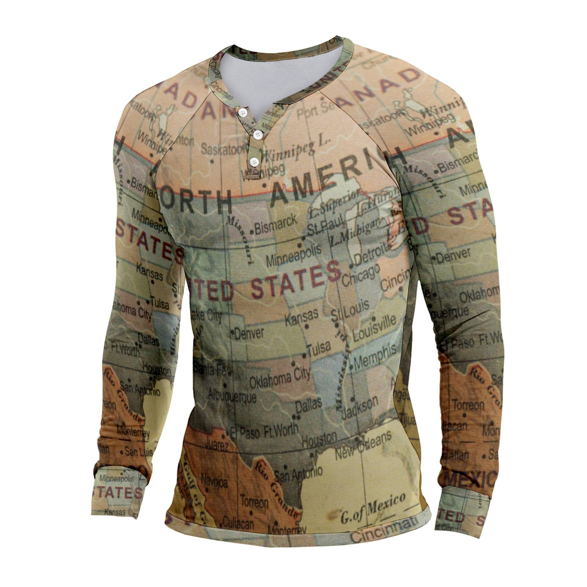 Custom 3-Button Henley Shirt Full Color Printed, custom dress shirt with logo imprint 2
