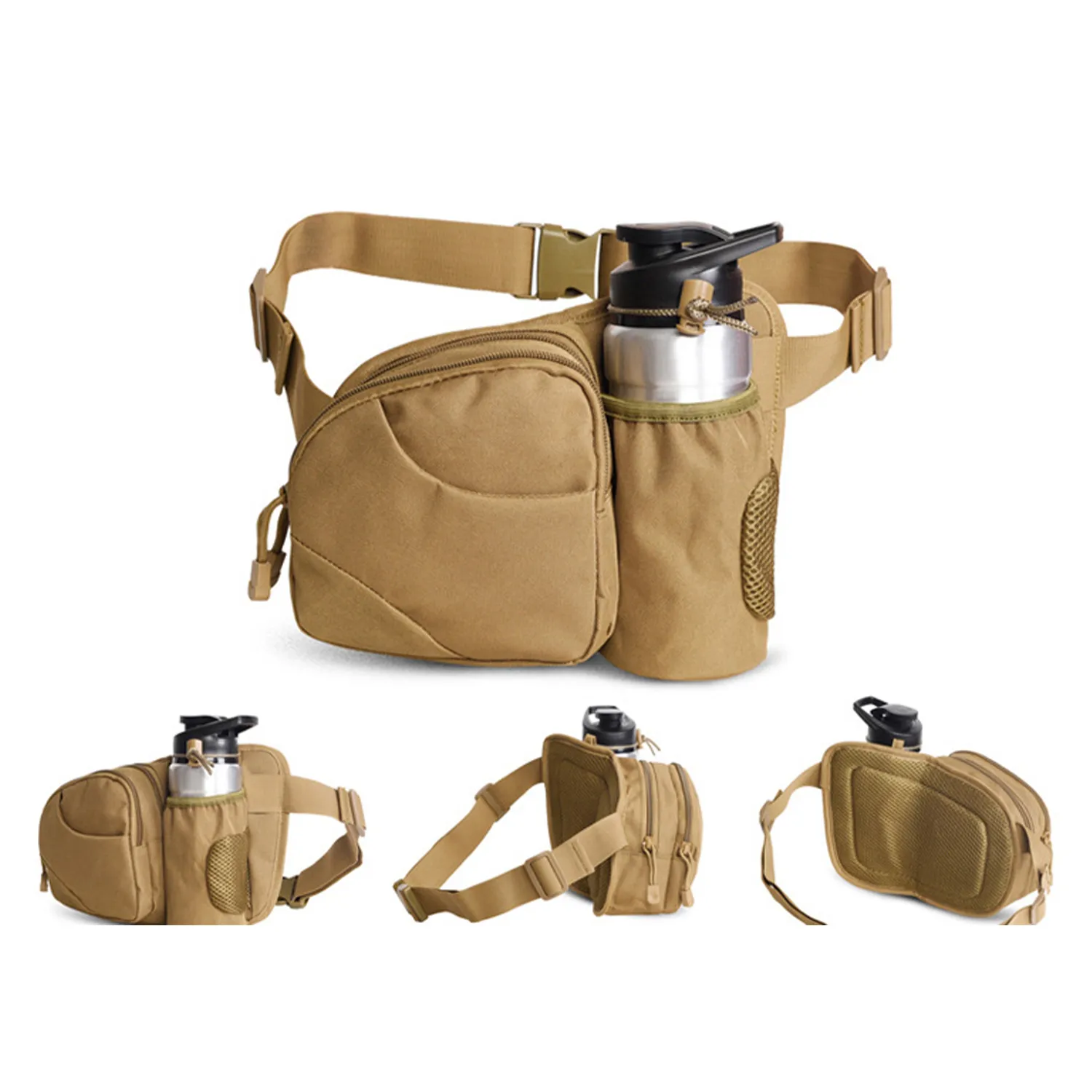 Nylon Hiking Waist Bag With Water Bottle Holder 4