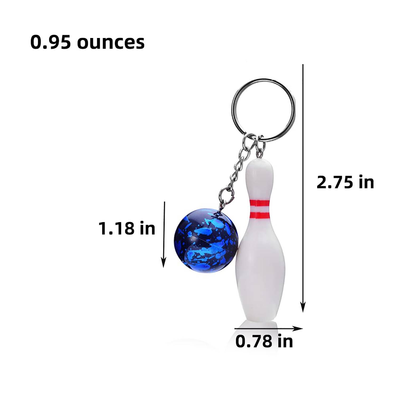 Alloy Bowling Ball Keychain w/ Pin Pendant 7