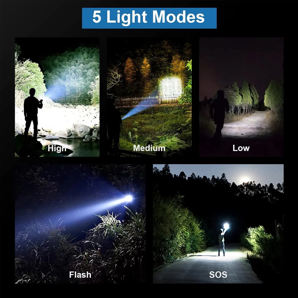 Super Bright LED Rechargeable Flashlights with 5 Modes 4