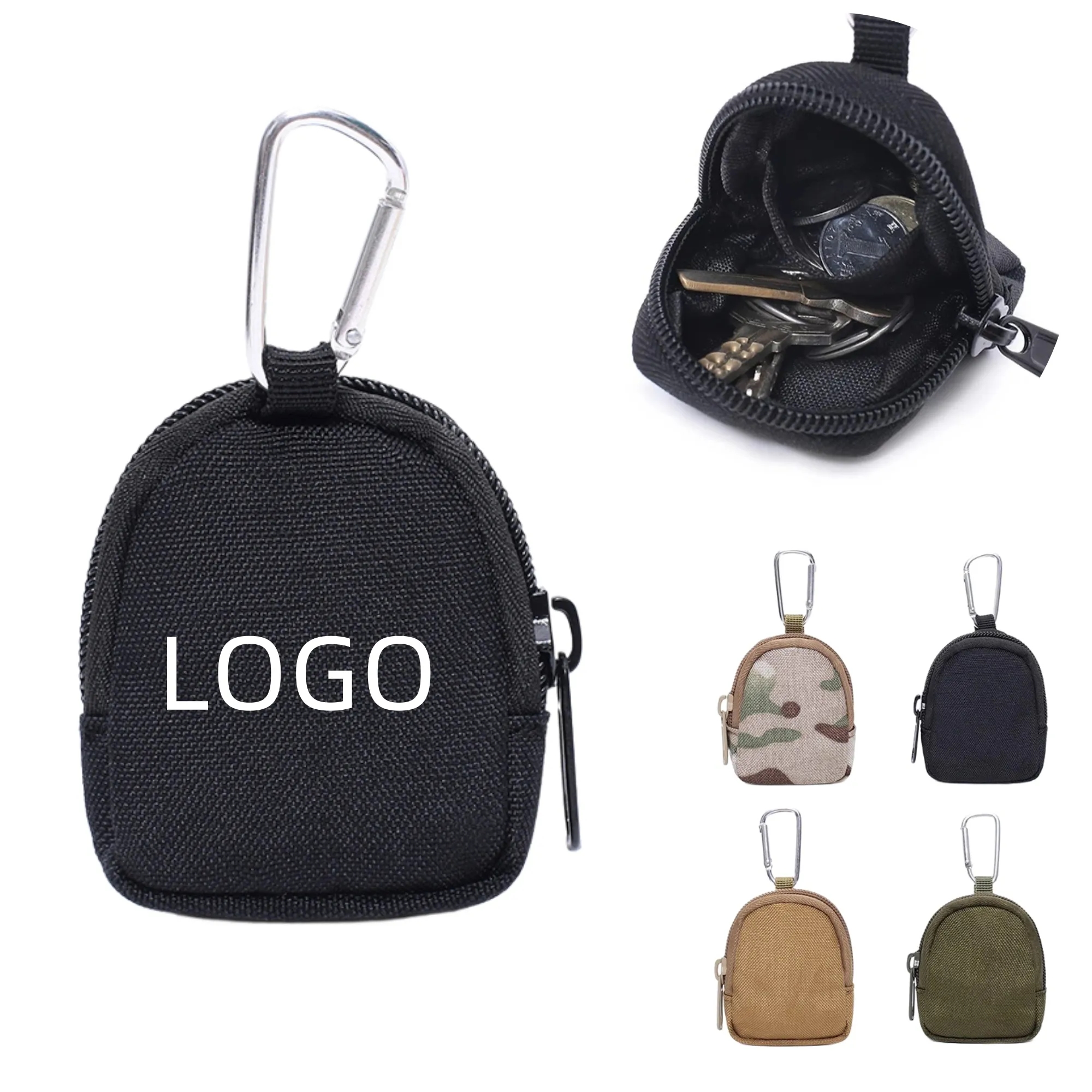 Outdoor Tactical Coin Purse Zipper Pouches With Keychain