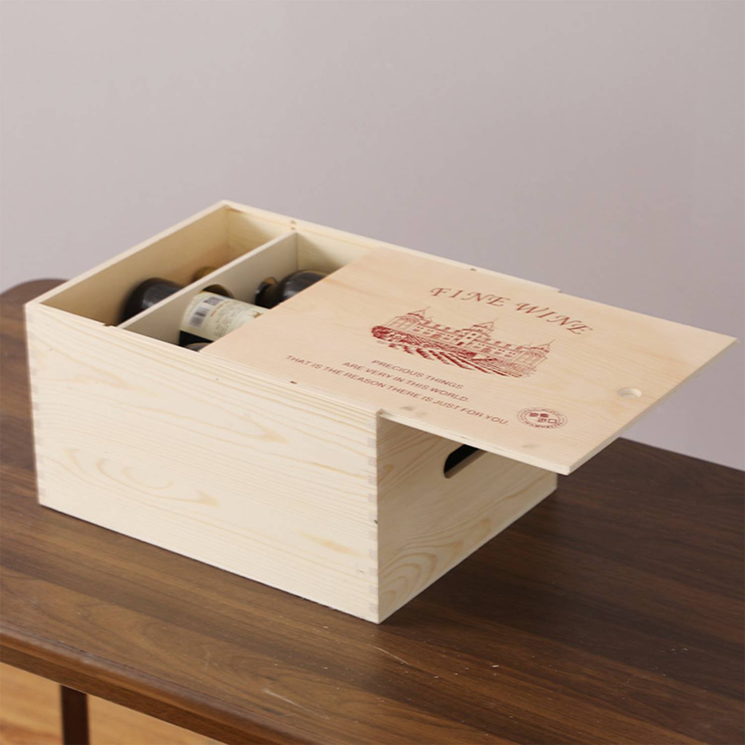6-Bottle Wood Wine Box 6