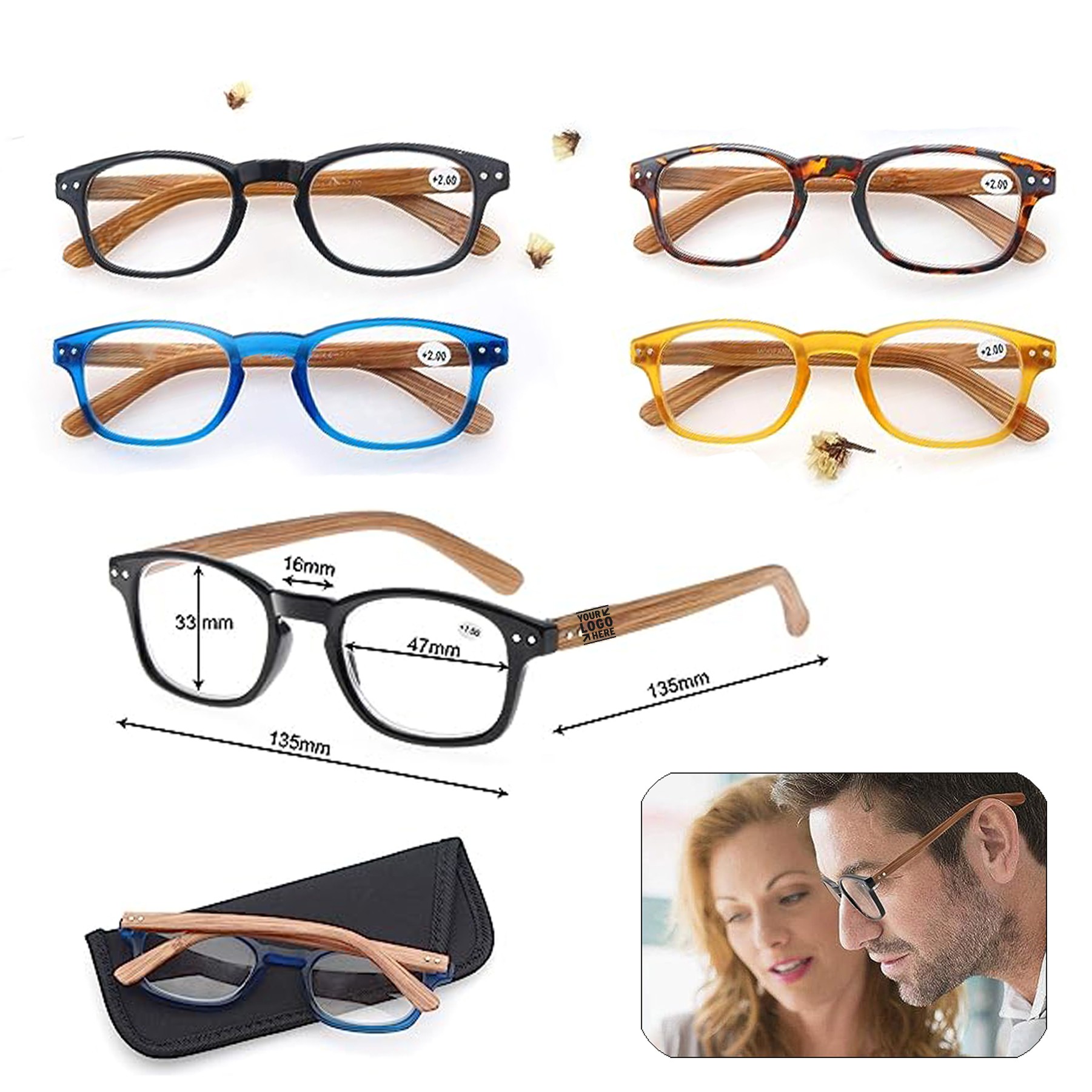 Men Women Fashion Wood Spring Hinges Stylish Reading Glasses 1