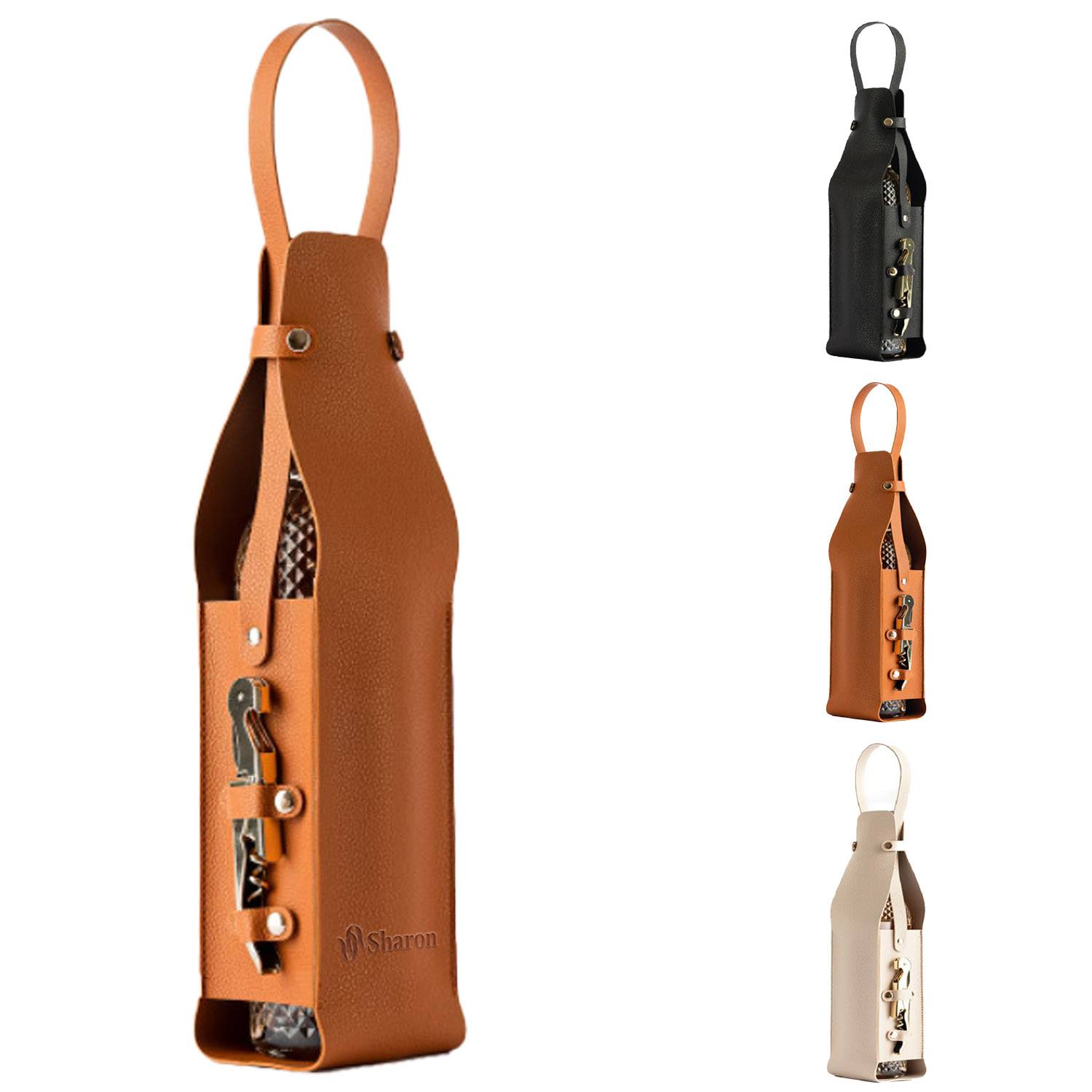 Pu Leather Wine Bottle Carrier Gift Bag 4