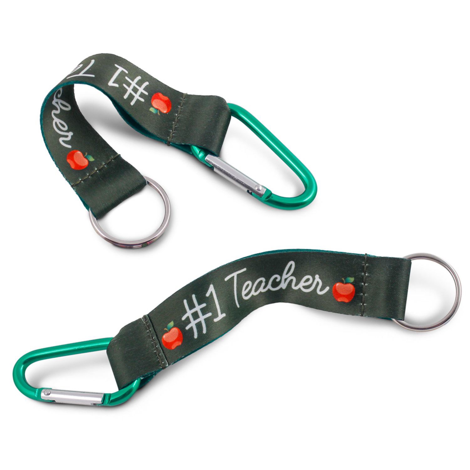 3/4" rPET Recycled 100% Polyester Sublimation Pocket Lanyards Carabiner w/ Keyring 1